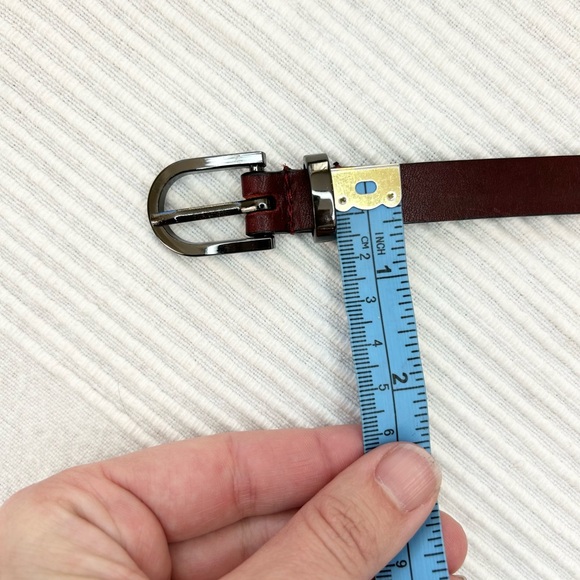 Red Leather Belt with Dark Silver Buckle - Picture 7 of 9